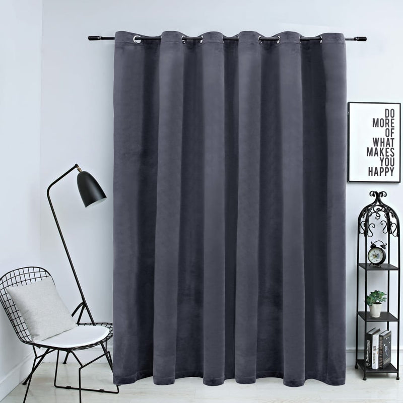 vidaXL Blackout Curtain with Metal Rings Velvet Anthracite 290x245 cm