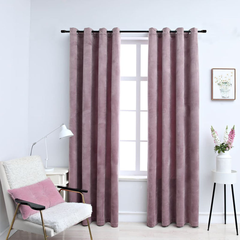vidaXL Blackout Curtains with Rings 2 pcs Velvet Anthracite 140x245 cm