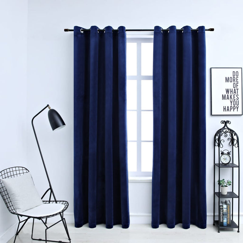 vidaXL Blackout Curtains with Rings 2 pcs Velvet Anthracite 140x245 cm