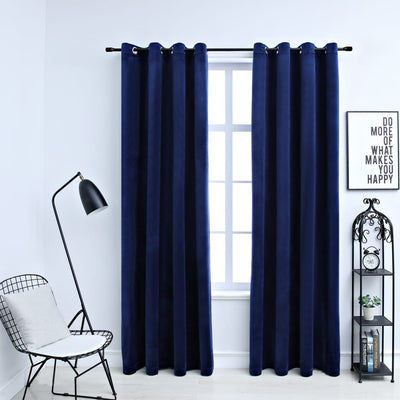 vidaXL Blackout Curtains with Rings 2 pcs Velvet Anthracite 140x245 cm