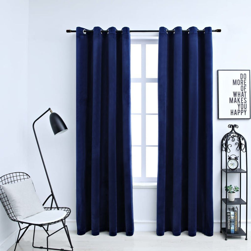 vidaXL Blackout Curtains with Rings 2 pcs Velvet Anthracite 140x245 cm