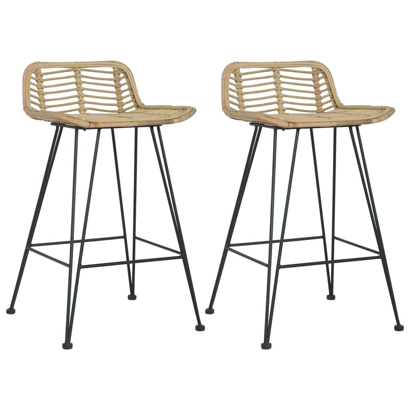 vidaXL Bar Chairs 2 pcs Black Rattan
