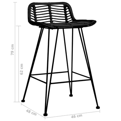 vidaXL Bar Chairs 2 pcs Black Rattan