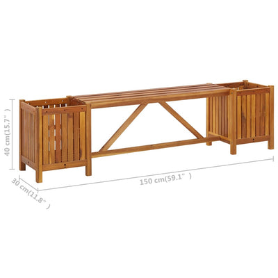 vidaXL Garden Bench with 2 Planters 150x30x40 cm Solid Acacia Wood