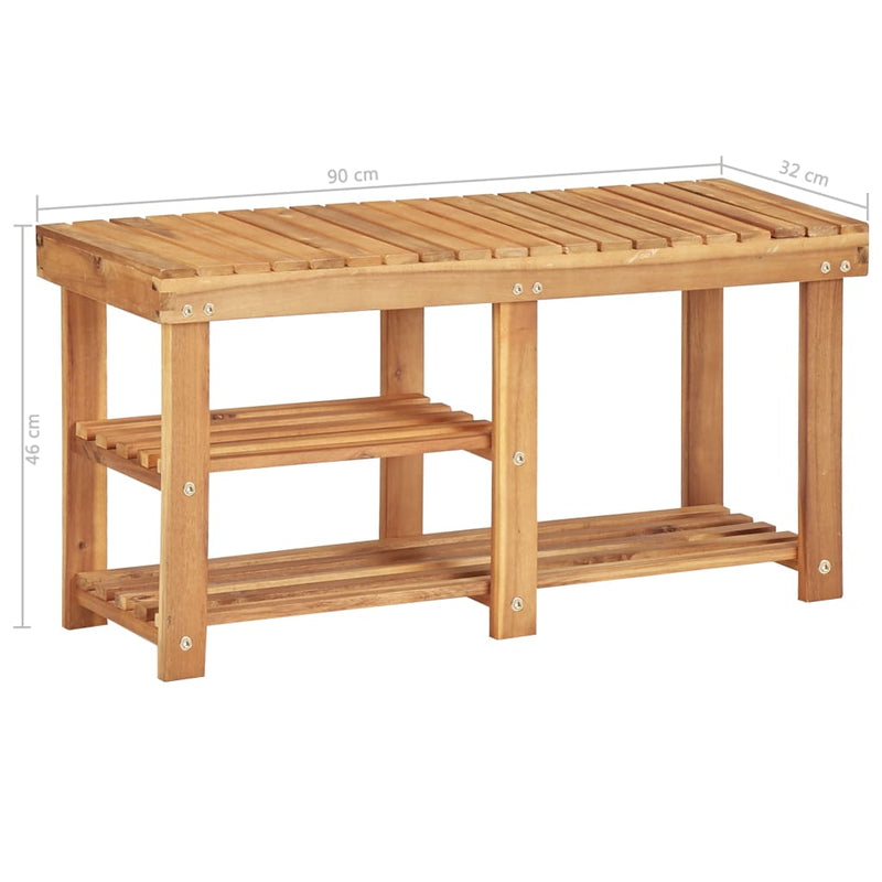 vidaXL Shoe Rack 90x32x46 cm Solid Acacia Wood