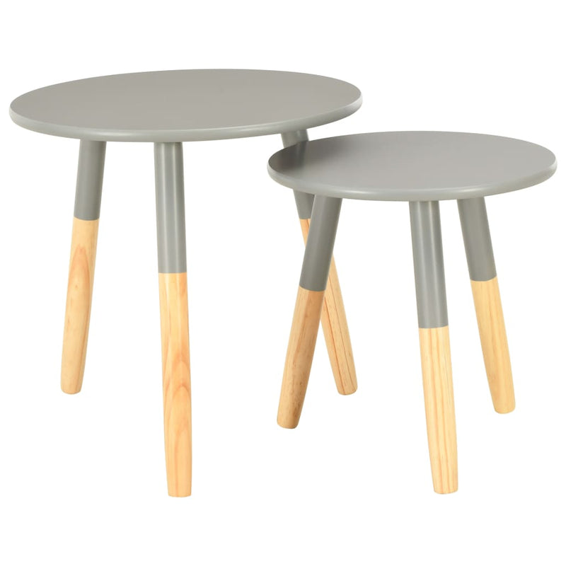 vidaXL Side Tables 2 pcs Grey Solid Pinewood