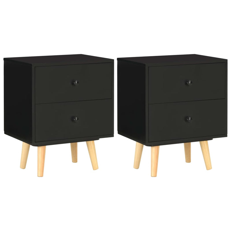 vidaXL Bedside Cabinets 2 pcs Black 40x30x50 cm Solid Pinewood