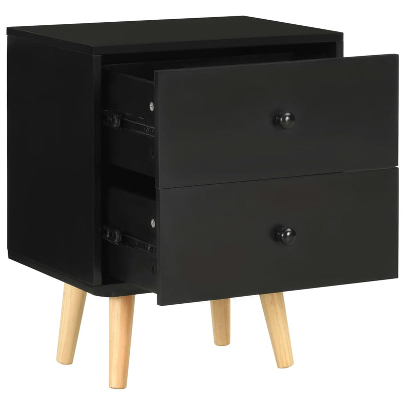 vidaXL Bedside Cabinets 2 pcs Black 40x30x50 cm Solid Pinewood