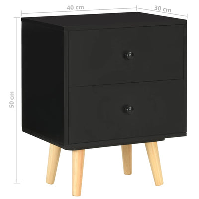 vidaXL Bedside Cabinets 2 pcs Black 40x30x50 cm Solid Pinewood