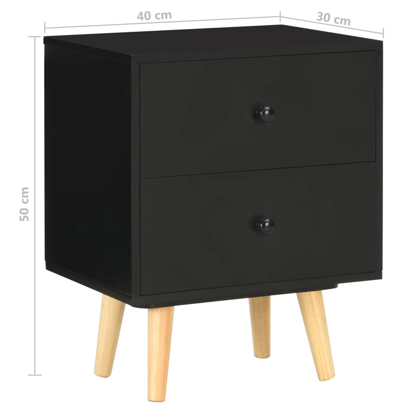 vidaXL Bedside Cabinets 2 pcs Black 40x30x50 cm Solid Pinewood