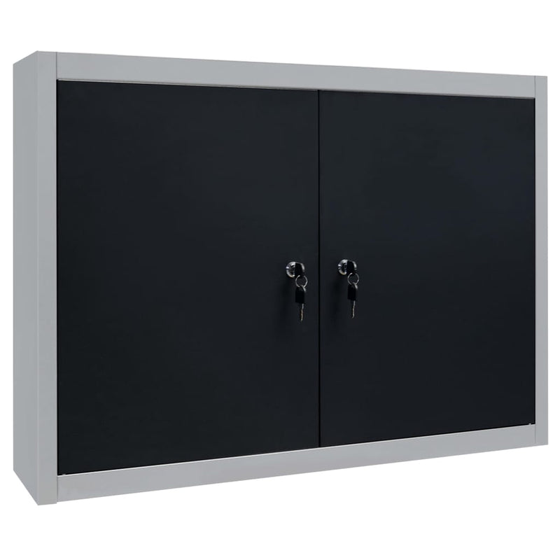 vidaXL Wall Mounted Tool Cabinet Industrial Style Metal Grey and Black