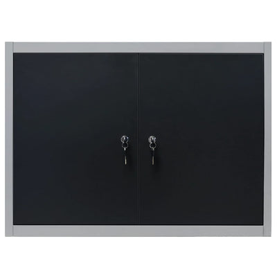 vidaXL Wall Mounted Tool Cabinet Industrial Style Metal Grey and Black