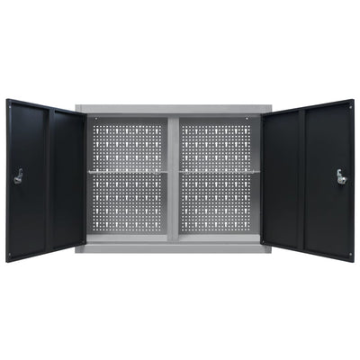 vidaXL Wall Mounted Tool Cabinet Industrial Style Metal Grey and Black