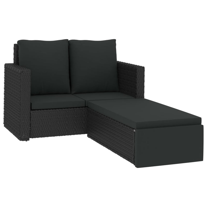 vidaXL 2 Piece Garden Lounge Set with Cushions Poly Rattan Brown