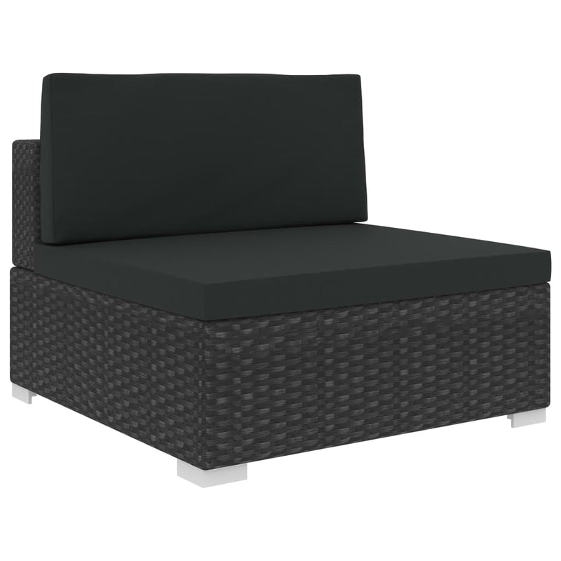 vidaXL 8 Piece Garden Lounge Set with Cushions Poly Rattan Black