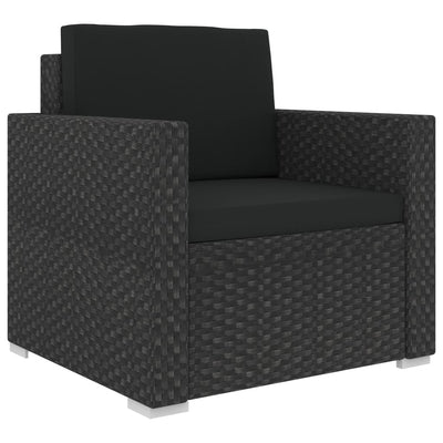 vidaXL 6 Piece Garden Lounge Set with Cushions Poly Rattan Black