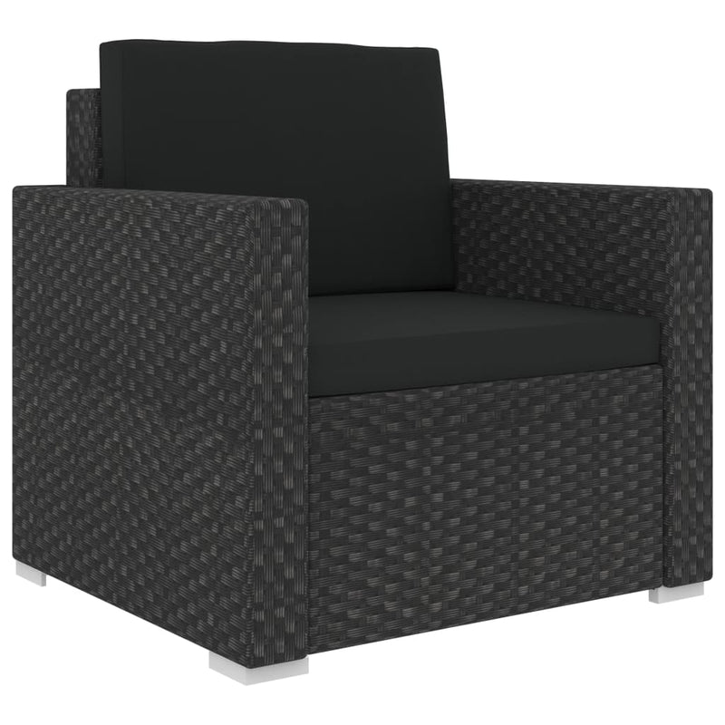 vidaXL 6 Piece Garden Lounge Set with Cushions Poly Rattan Black