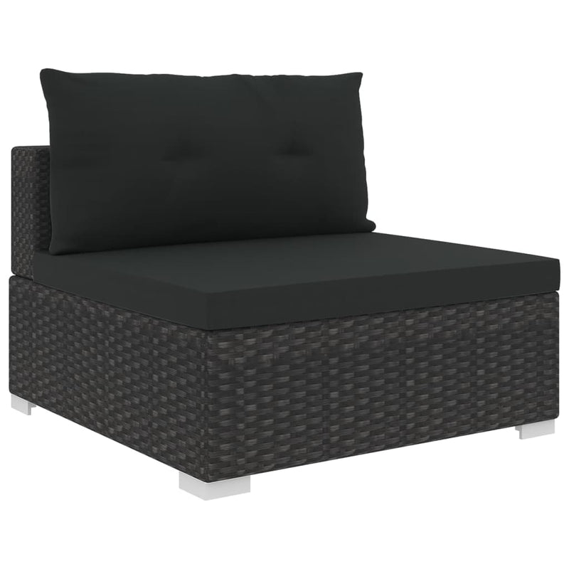 vidaXL 10 Piece Garden Lounge Set with Cushions Poly Rattan Black