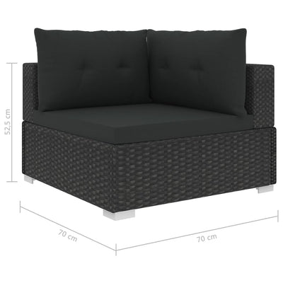 vidaXL 10 Piece Garden Lounge Set with Cushions Poly Rattan Black