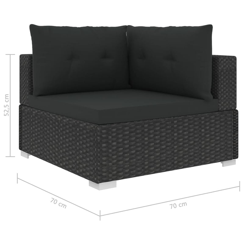 vidaXL 10 Piece Garden Lounge Set with Cushions Poly Rattan Black
