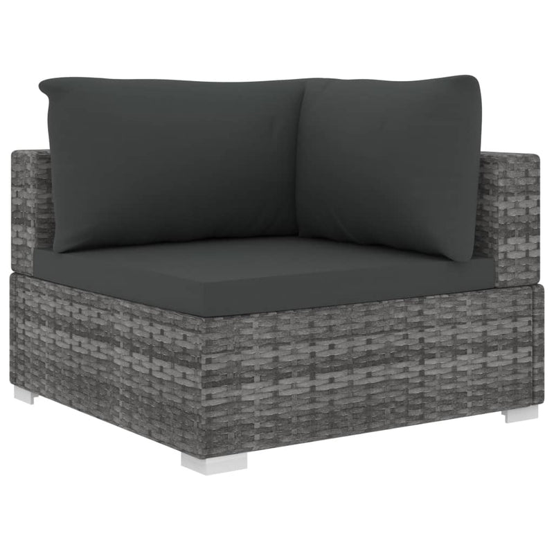 vidaXL 13 Piece Garden Lounge Set with Cushions Poly Rattan Black