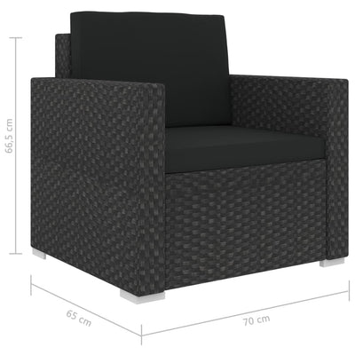 vidaXL 13 Piece Garden Lounge Set with Cushions Poly Rattan Black