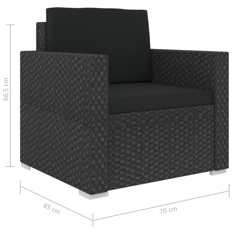vidaXL 13 Piece Garden Lounge Set with Cushions Poly Rattan Black