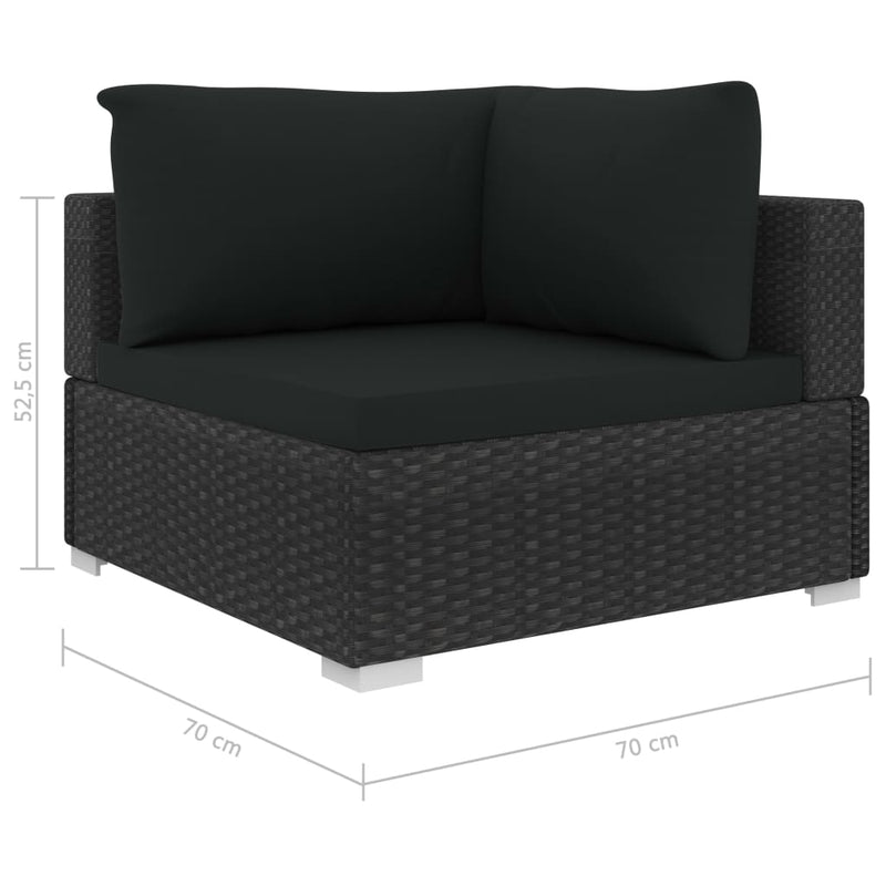 vidaXL 13 Piece Garden Lounge Set with Cushions Poly Rattan Black