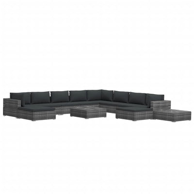 vidaXL 12 Piece Garden Lounge Set with Cushions Poly Rattan Grey