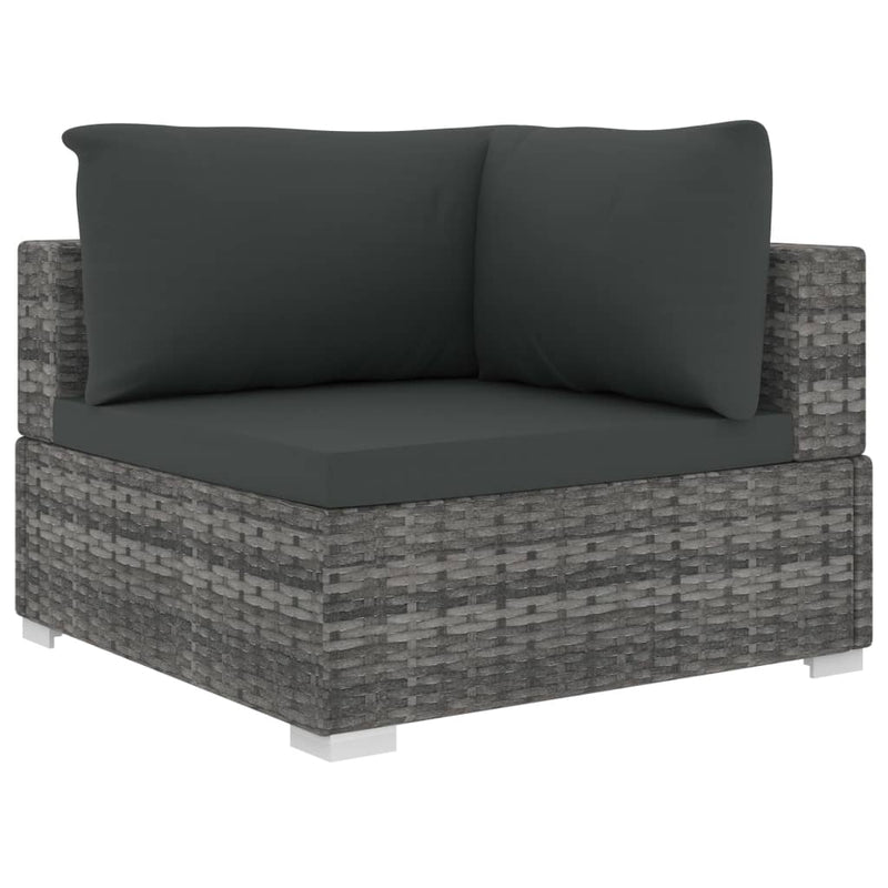 vidaXL 12 Piece Garden Lounge Set with Cushions Poly Rattan Grey