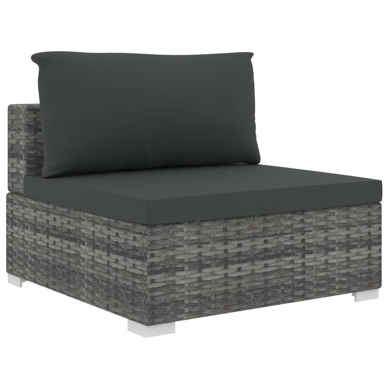 vidaXL 12 Piece Garden Lounge Set with Cushions Poly Rattan Grey