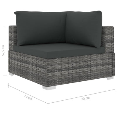 vidaXL 12 Piece Garden Lounge Set with Cushions Poly Rattan Grey