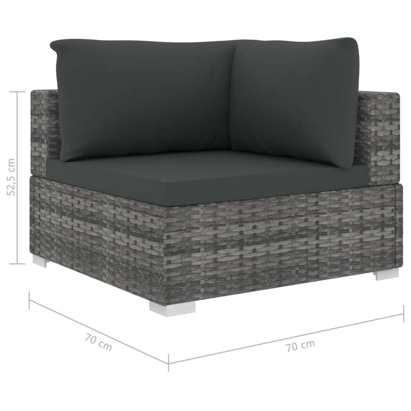 vidaXL 12 Piece Garden Lounge Set with Cushions Poly Rattan Grey