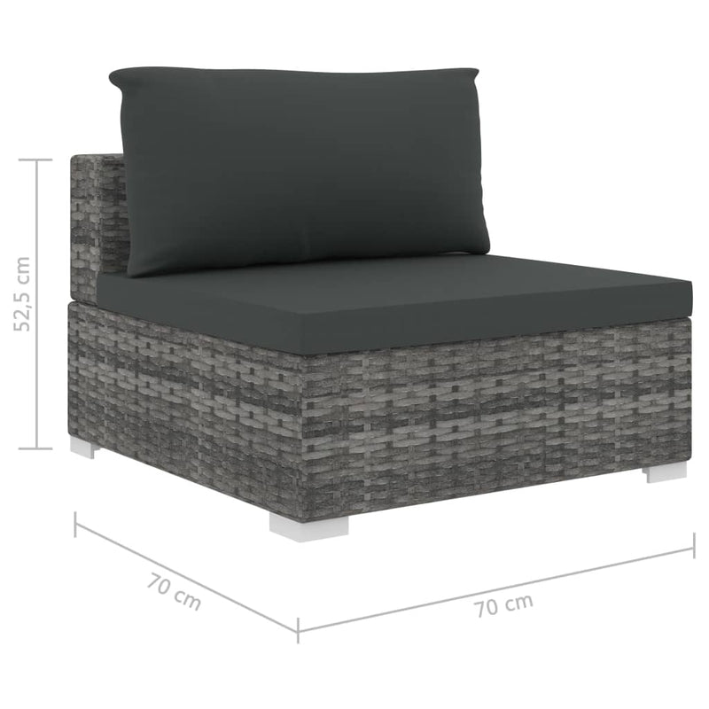 vidaXL 12 Piece Garden Lounge Set with Cushions Poly Rattan Grey