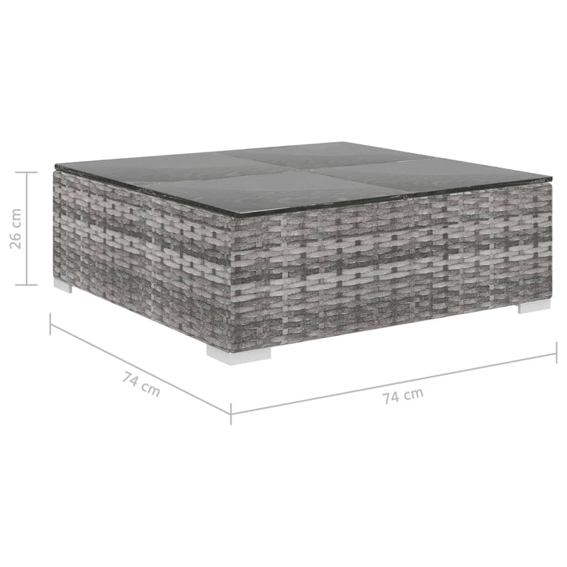 vidaXL 12 Piece Garden Lounge Set with Cushions Poly Rattan Grey