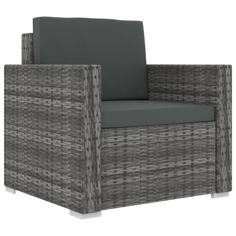 vidaXL 8 Piece Garden Lounge Set with Cushions Poly Rattan Black