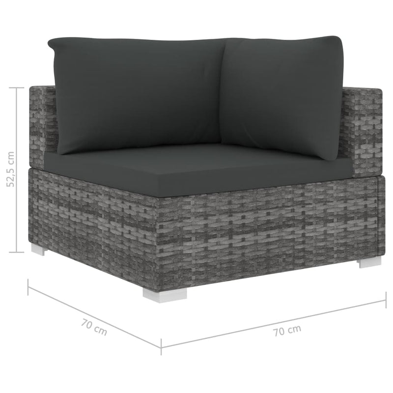 vidaXL 8 Piece Garden Lounge Set with Cushions Poly Rattan Black