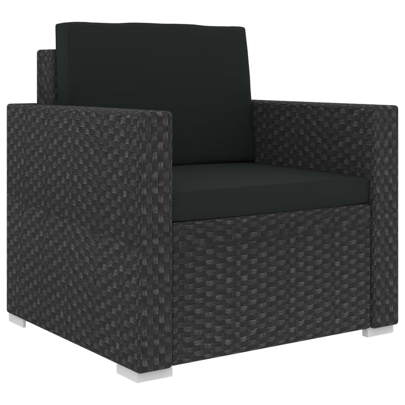 vidaXL 8 Piece Garden Lounge Set with Cushions Poly Rattan Black