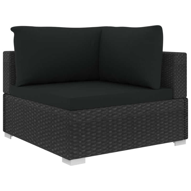 vidaXL 8 Piece Garden Lounge Set with Cushions Poly Rattan Black