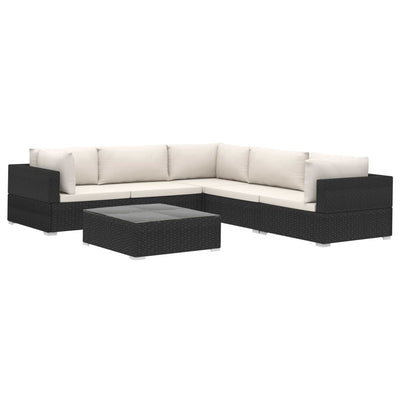 vidaXL 6 Piece Garden Lounge Set with Cushions Poly Rattan Brown