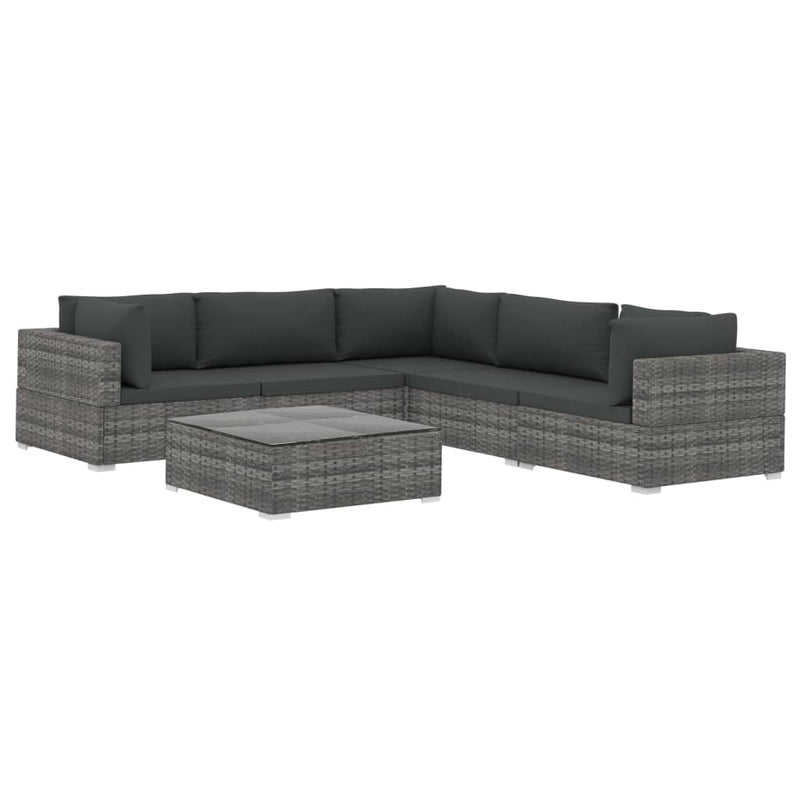 vidaXL 6 Piece Garden Lounge Set with Cushions Poly Rattan Brown