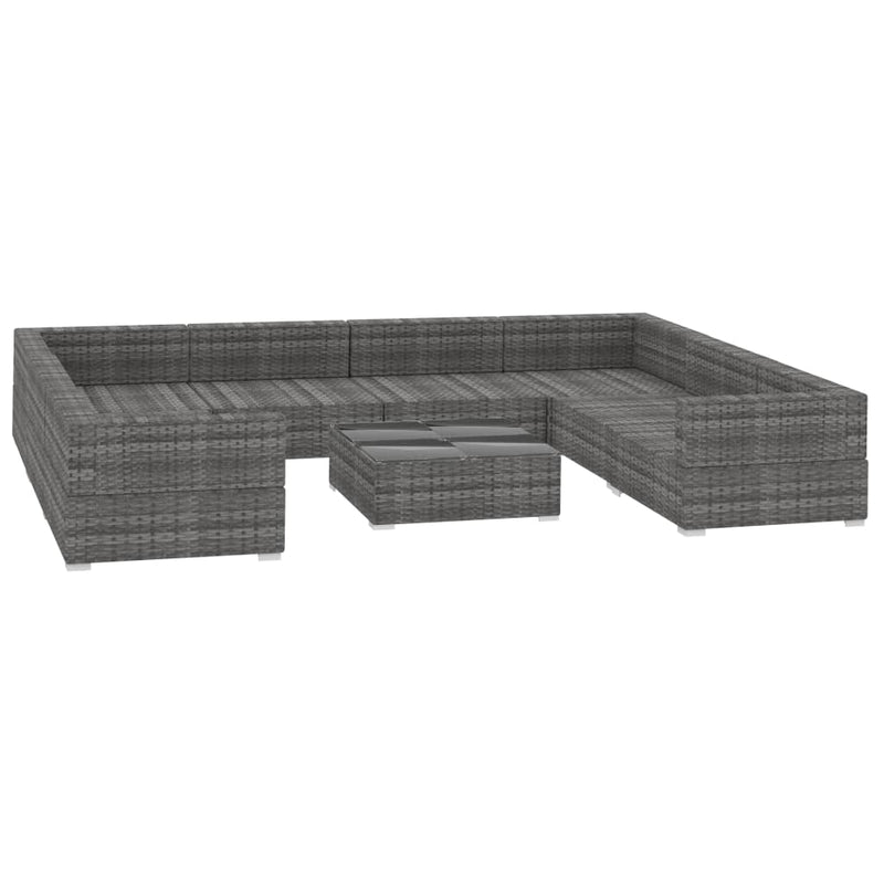vidaXL 9 Piece Garden Lounge Set with Cushions Poly Rattan Grey