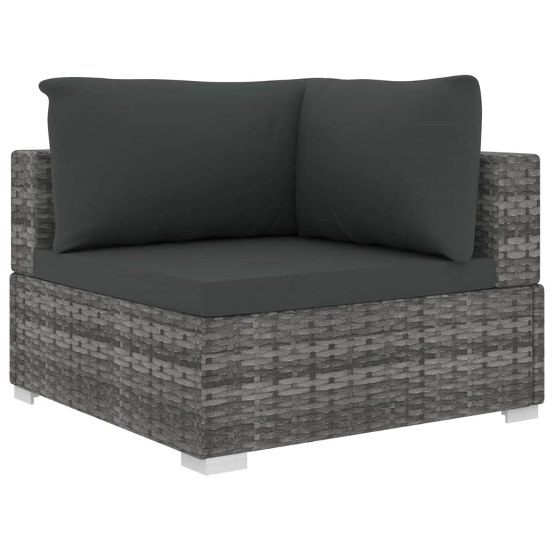 vidaXL 11 Piece Garden Lounge Set with Cushions Poly Rattan Grey