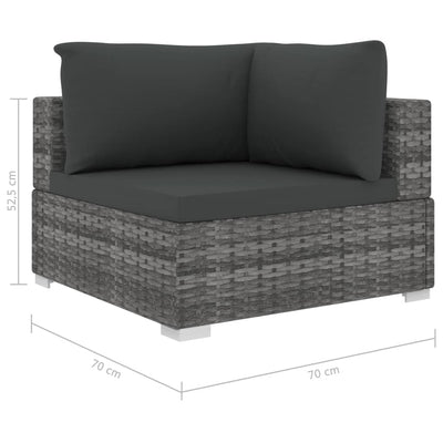 vidaXL 11 Piece Garden Lounge Set with Cushions Poly Rattan Grey