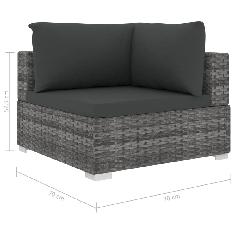 vidaXL 11 Piece Garden Lounge Set with Cushions Poly Rattan Grey