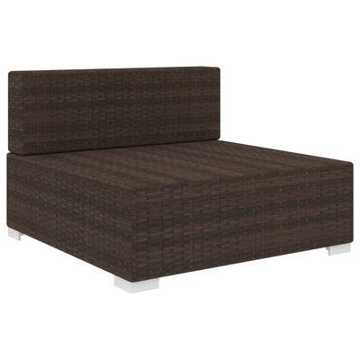 vidaXL Sectional Middle Seat 1 pc with Cushions Poly Rattan Brown