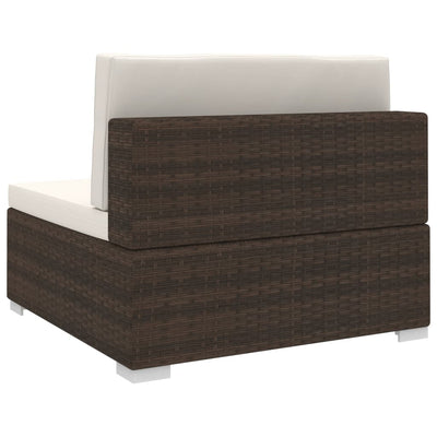 vidaXL Sectional Middle Seat 1 pc with Cushions Poly Rattan Brown