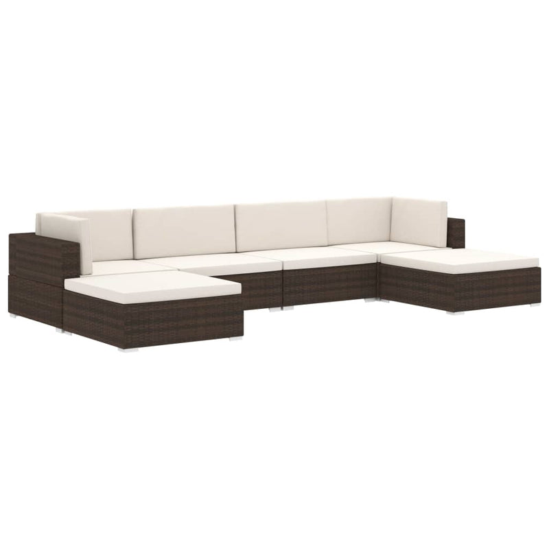 vidaXL Sectional Middle Seat 1 pc with Cushions Poly Rattan Brown