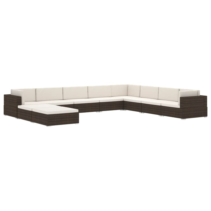vidaXL Sectional Middle Seat 1 pc with Cushions Poly Rattan Brown