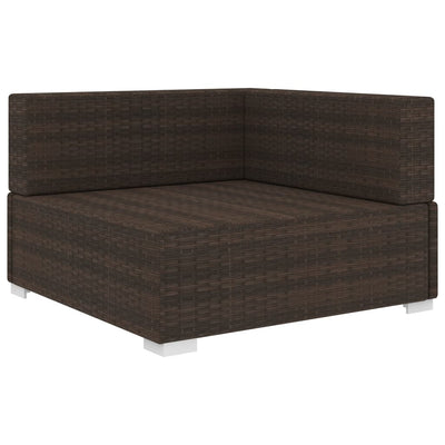 vidaXL Sectional Corner Chair 1 pc with Cushions Poly Rattan Brown